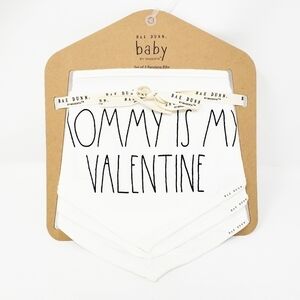 RAE DUNN bib set Valentines heart mommy daddy bandana style